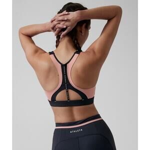 Athleta Ultimate Ignite Medium Impact Sports Bra Black Palermo Pink Size Medium